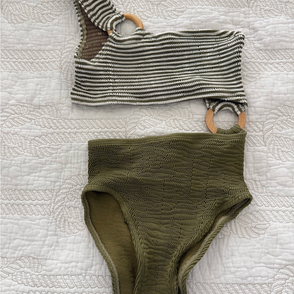 Cleonie Swim Olive Textured Bikini